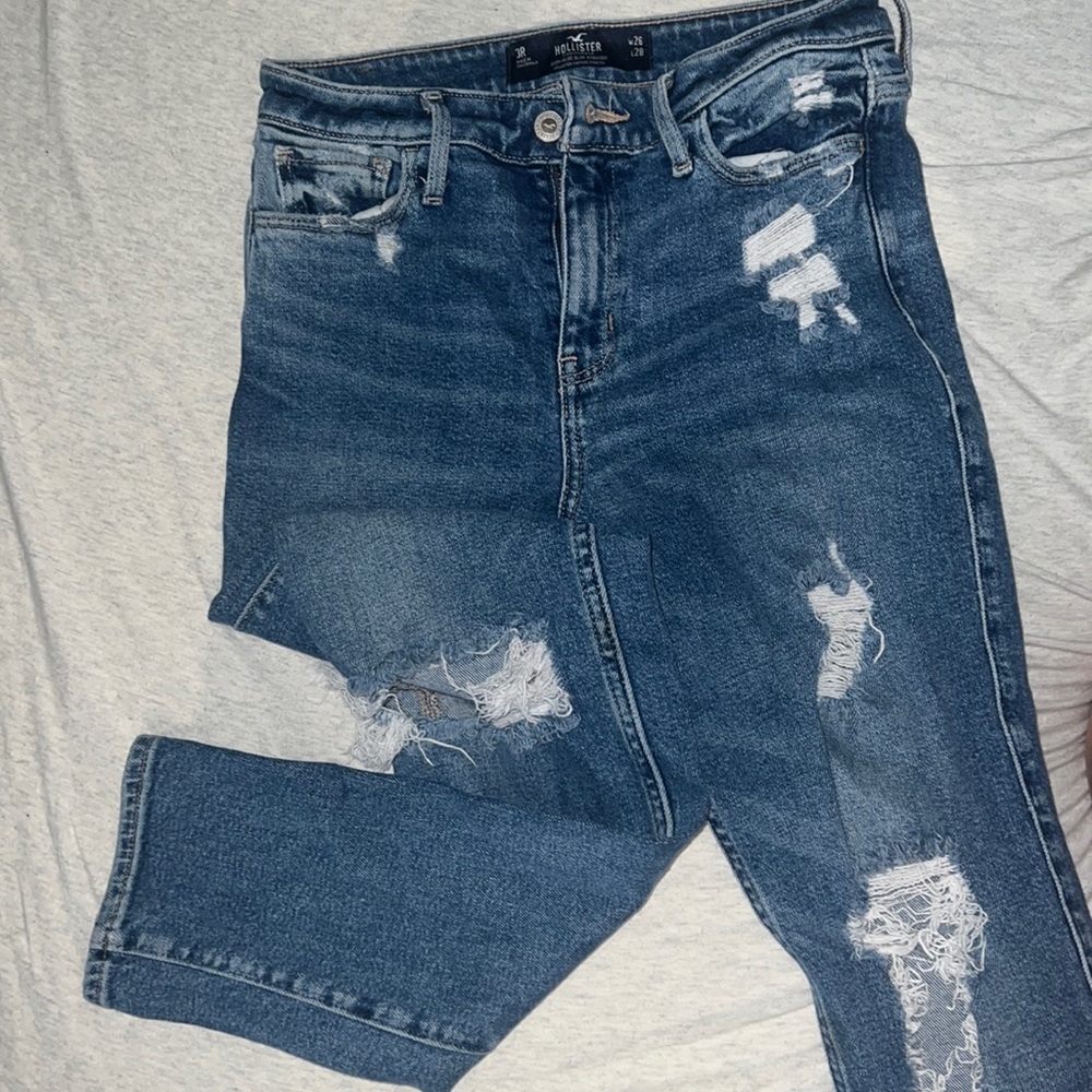 Ripped straight leg hollister jeans
